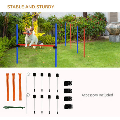 Set Agility Per Cani 9 Pezzi PawHut, Con Ostacoli, Cerchio, Slalom, Palline E Borsa Trasporto