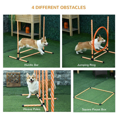 Pawhut 3pc Dog Agility Equipment Set, Obstacle Course Exercise For