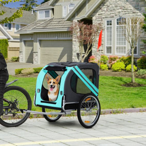 PawHut Pet Bicycle Trailer Dog Cat Bike Carrier Water Resistant Green Outdoor