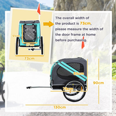 PawHut Pet Bicycle Trailer Dog Cat Bike Carrier Water Resistant Green Outdoor - 3