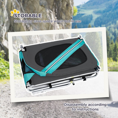 PawHut Pet Bicycle Trailer Dog Cat Bike Carrier Water Resistant Green Outdoor - 7