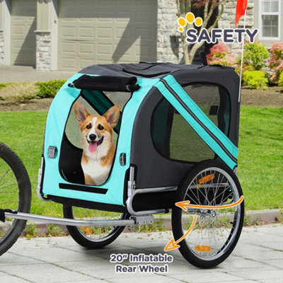 PawHut Pet Bicycle Trailer Dog Cat Bike Carrier Water Resistant Green Outdoor - 5