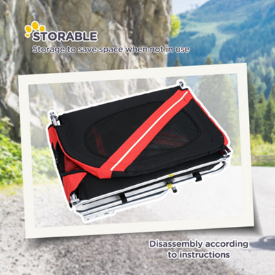 PawHut Pet Bicycle Trailer Dog Cat Bike Carrier Water Resistant Red Outdoor - 7