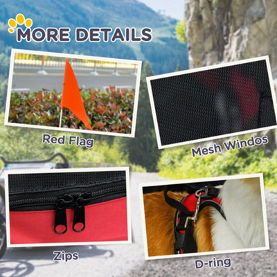 PawHut Pet Bicycle Trailer Dog Cat Bike Carrier Water Resistant Red Outdoor - 8