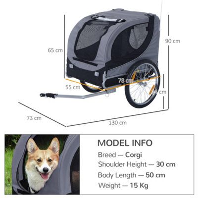 PawHut Pet Bicycle Trailer Steel Dog Bike Carrier Water Resistant