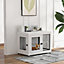PawHut Pet Crate End Table w/ Soft Washable Cushion for Lage Medium Small Dogs- White
