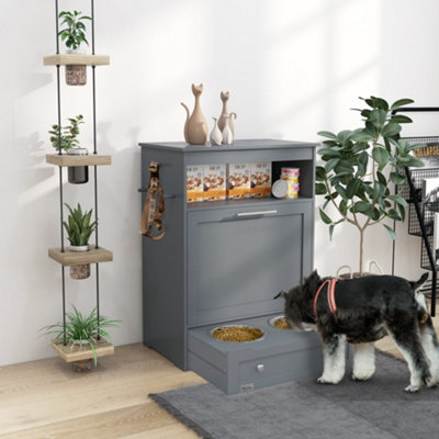 Dog food stand with hot sale storage