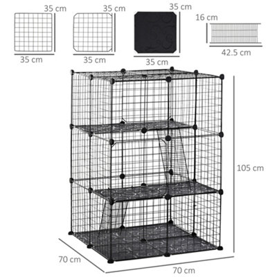 PawHut Pet Playpen DIY Small Animal Cage Enclosure Metal Wire Fence 39 Panels with 3 Doors 2 Ramps