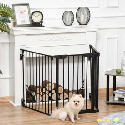 PawHut Pet Safety Gate 3Panel Playpen Fireplace Christmas Tree Metal