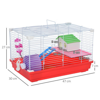 PawHut Portable 2 Storey Hamster Cage Small Pet Animal Cage Double Layers w Exercise Wheel Water Bottle Dishes DIY at B Q