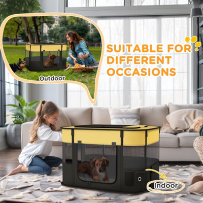 PawHut Portable Dog Pen for Puppies, Rabbits, Kittens, Guinea Pigs - Yellow