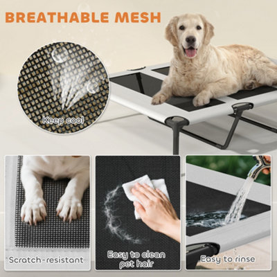 PawHut Portable Elevated Dog Bed with Removable Canopy, 106 x 76 x 94 cm