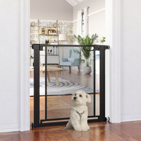 PawHut Pressure Fit Safety Gate for Doorways and Staircases, Dog Gate w/ Auto Closing Door, Double Locking, Openings 75-82 cm