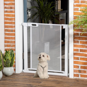 PawHut Pressure Fit Safety Gate for Stairs w/ Auto Close 75-82 cm - White