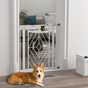 PawHut Pressure Fit Safety Gate w/ Auto Closing Door, Double Locking, Openings 74-80cm