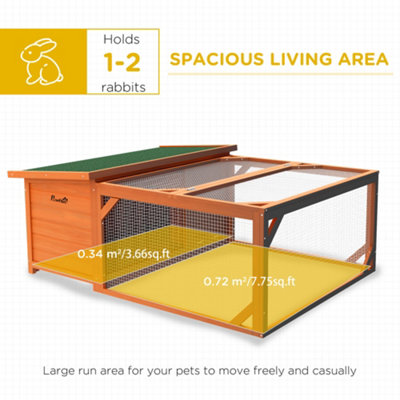 PawHut Rabbit Hutch Guinea Pig House Small Animal Off-ground Ferret ...