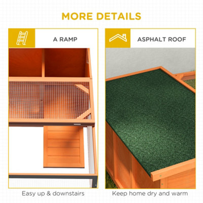 PawHut Rabbit Hutch Guinea Pig House Small Animal Off-ground Ferret Bunny Cage Duck House Hideaway Chinchilla Cage Outdoor Indoor - 4