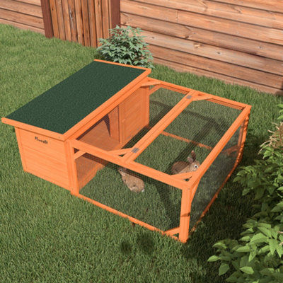 PawHut Rabbit Hutch Guinea Pig House Small Animal Off-ground Ferret ...