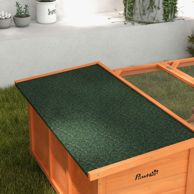 PawHut Rabbit Hutch Guinea Pig House Small Animal Off-ground Ferret Bunny Cage Duck House Hideaway Chinchilla Cage Outdoor Indoor - 8