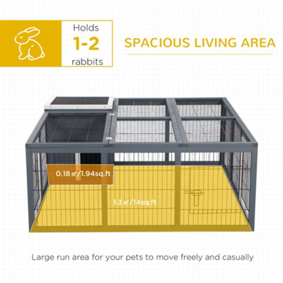 PawHut Rabbit Hutch Guinea Pig Run House Small Animal Bunny Cage Duck House Hideaway Chinchilla Cage Outdoor Indoor - 6