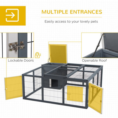 PawHut Rabbit Hutch Guinea Pig Run House Small Animal Bunny Cage Duck House Hideaway Chinchilla Cage Outdoor Indoor - 7