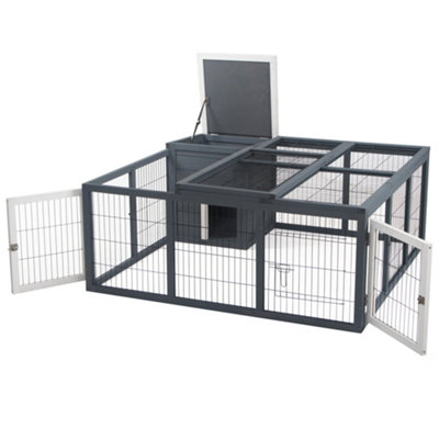PawHut Rabbit Hutch Guinea Pig Run House Small Animal Bunny Cage Duck House Hideaway Chinchilla Cage Outdoor Indoor - 5