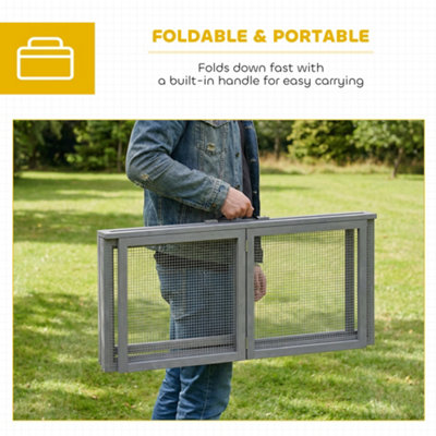 PawHut Rabbit Hutch Outdoor, Foldable & Portable, Rabbit Cage w/ Open Top