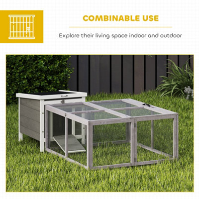 PawHut Rabbit Hutch Outdoor, Foldable & Portable, Rabbit Cage w/ Open Top