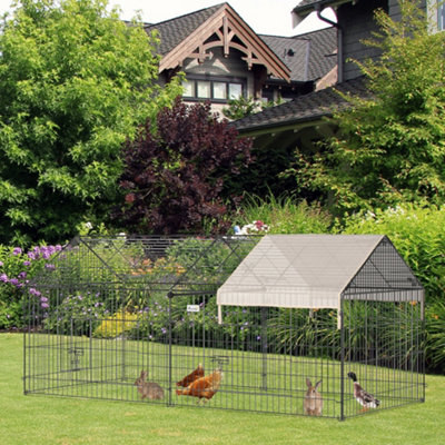 PawHut Rabbit Run Guinea Pig Cage with Cover, 220 x 103 x 103 cm, Beige