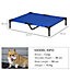 PawHut Raised Dog Bed Cat Elevated Lifted Portable Camping w/ Metal Frame Blue (Large)