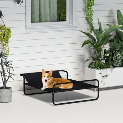 PawHut Raised Dog Bed w Slope Headrest for Small Medium Dogs 91 x 69 x 29cm