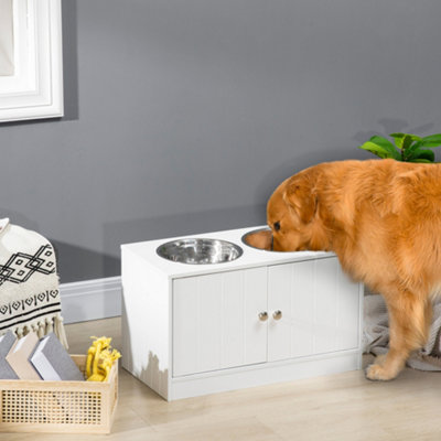 Dog food bowl stand best sale with storage