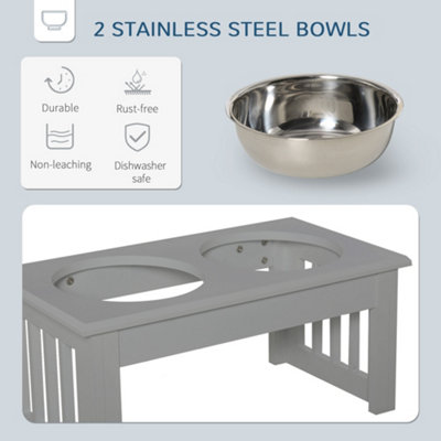 Pssopp Raised Dog Bowls Elevated Dog Cat Food And Water Bowls Stands Feeder Dishes With 2 Stainless Steel Dog Bowls Bowls