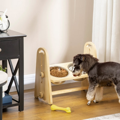 PawHut Raised Pet Feeding Storage Station with 2 Stainless Steel Bowls Base for Large Dogs and Other Large Pets, White