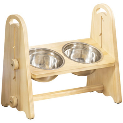 Natural Wood Dog Bowl Stand, Handmade Dog Bowl Stand