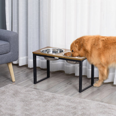 PawHut Raised Dog Bowls with Stand Dog Feeding Station for Large Medium Dogs DIY at B Q