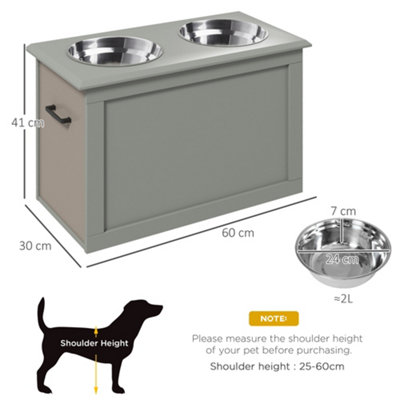 PawHut Large Elevated Dog Bowls with Storage Drawer Containing 21 L Capacity in Brown