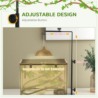 PawHut Reptile Lamp Stand, Adjustable Lamp Holder with Hook Hanging Base