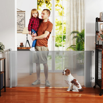 Pet Gate Fold Away Stair Gate Retractable Self Standing Dog Gate