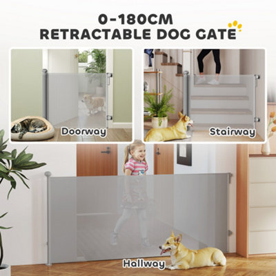 Baby Gate With Cat Door PawHut Retractable Pet Gate, Tall