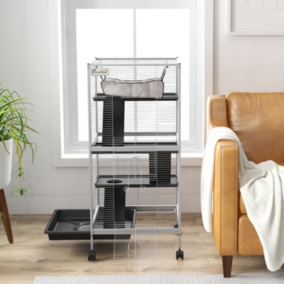 Visual Reference: Pawhut Rolling Small Animal Cage For Chinchillas Ferrets Kittens W