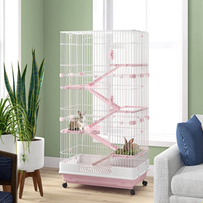 PawHut Six-Level Small Animal Cage, Indoor Pet House, Pink, 81 x 52.5 x 159 cm Price Comparisons | Compare The Build