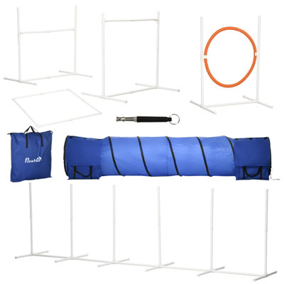 PawHut Six-Piece Dog Agility Equipment Set w/ Carry Bag