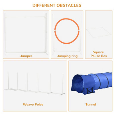 PawHut Six-Piece Dog Agility Equipment Set w/ Carry Bag - 6