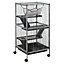 PawHut Small Animal Cage with Wheels Pet Home for Chinchillas Ferrets Kittens, with Hammock, 4 Platforms, Removable Tray