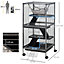 PawHut Small Animal Cage with Wheels Pet Home for Chinchillas Ferrets Kittens, with Hammock, 4 Platforms, Removable Tray