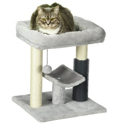 PawHut Small Cat Tree Tower w Scratching Posts Bed Perch Self Groomer Toy