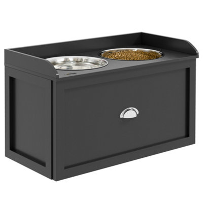 PawHut Stainless Steel Raised Dog Bowl w 21L Storage Drawer for Large Dogs