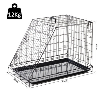 Pawhut Trapeze Collapsible Dog Pet Travel Box Cage Removable Tray ...