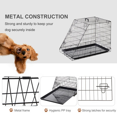 Pawhut Trapeze Collapsible Dog Pet Travel Box Cage Removable Tray ...